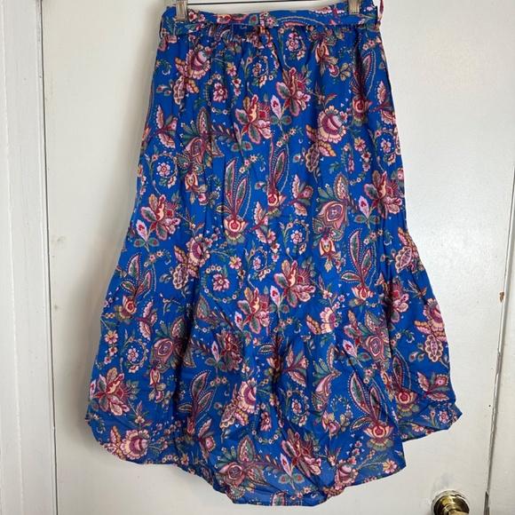 NEW J.Crew Women's Belted Pull-On Midi Skirt in Liberty Flora Belle Blue Size 2 - Picture 4 of 7